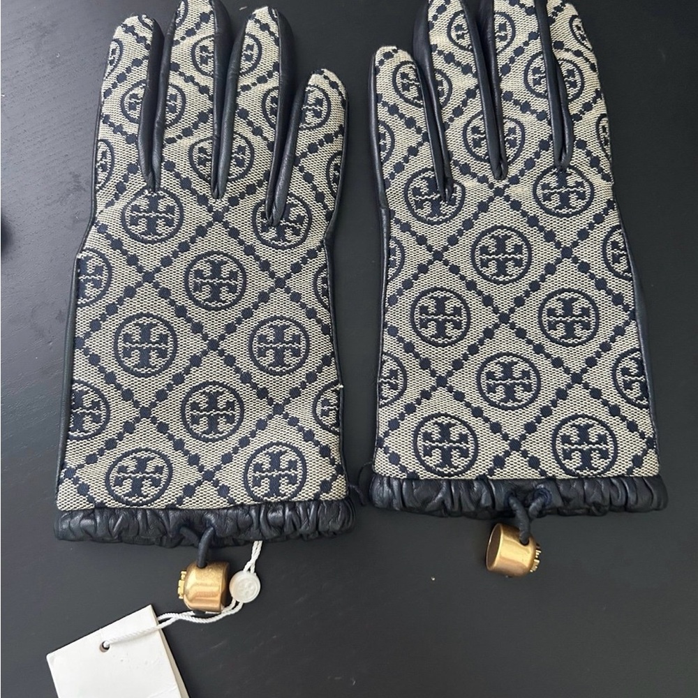 Tory Burch Navy Patterned Women's Gloves